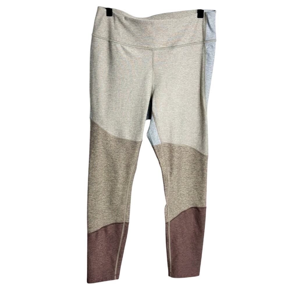 OUTDOOR VOICE BROWN BEIGE BLUE COLOR BLOCK RARE LEGGINGS SIZE LARGE